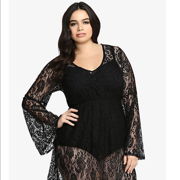 torrid Other - Torrid Black Lace Bell Sleeve Cover Up